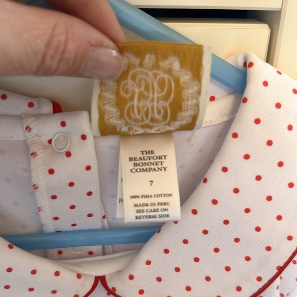 Beaufort Bonnet Peter Pan Collar Shirt Red Microdot - Long Sleeve Size 7 NWOT - Picture 3 of 4